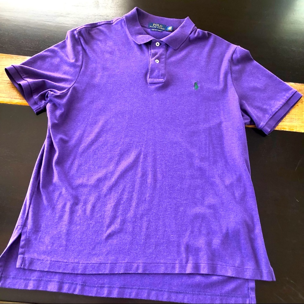 This Purple Polo is crafted from Pima cotton and features embroidered green pony